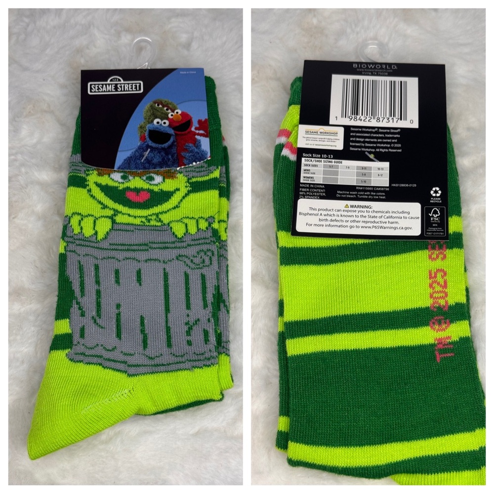 NWT 1 pair of Sesame Street crew socks - One size fits most - unisex